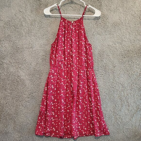 Francescas Mi Ami MINI DRESS Halter Red White Floral Blouson Lightweight Sz L - Picture 4 of 10
